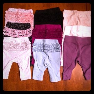 Lot of 9 pair of 0-3 baby girl old navy leggings